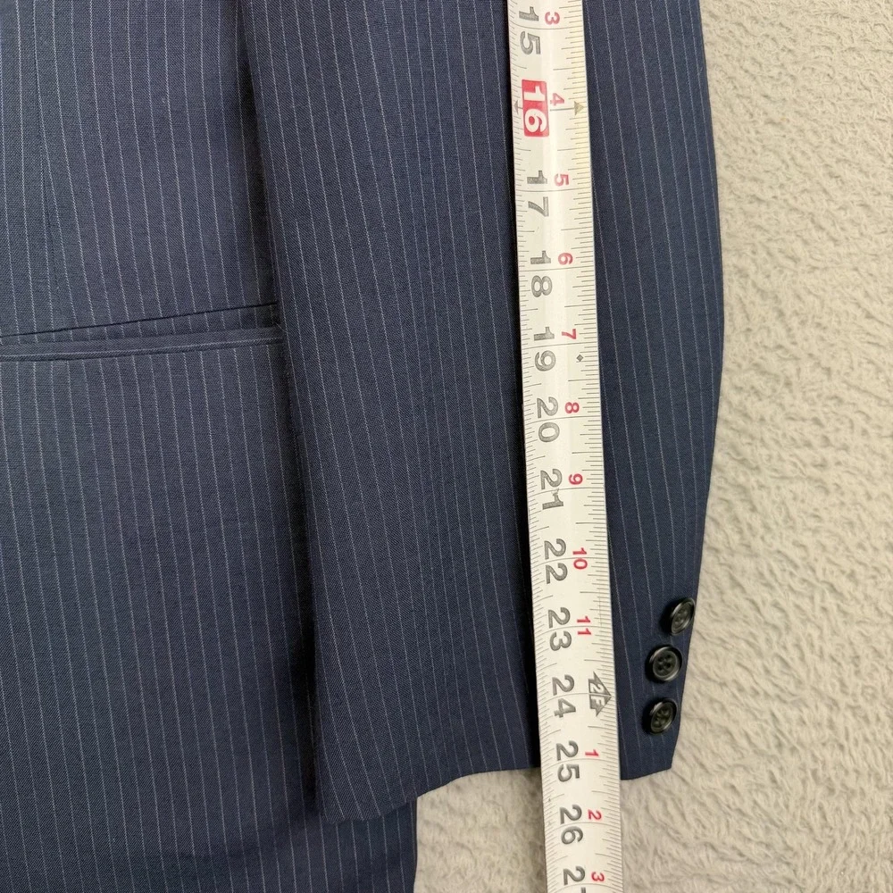 Hickey‎ Freeman Blazer Mens 44 Regular Blue Pinstripe Two Button Suit Jacket